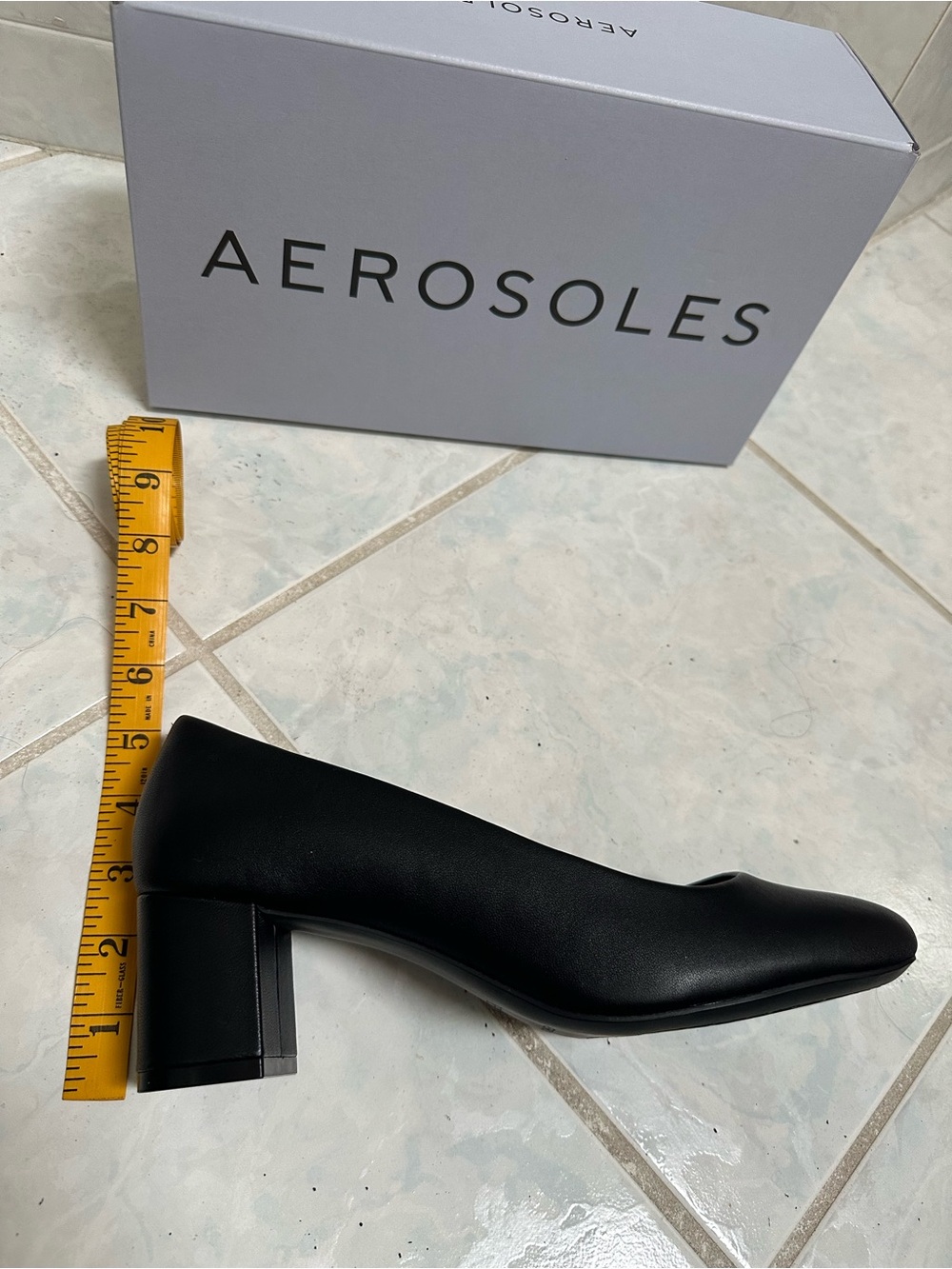 NWT Aerosoles Ebel Black Leather Mid Heel Pump Size 8.5 Wide - Picture 7 of 12